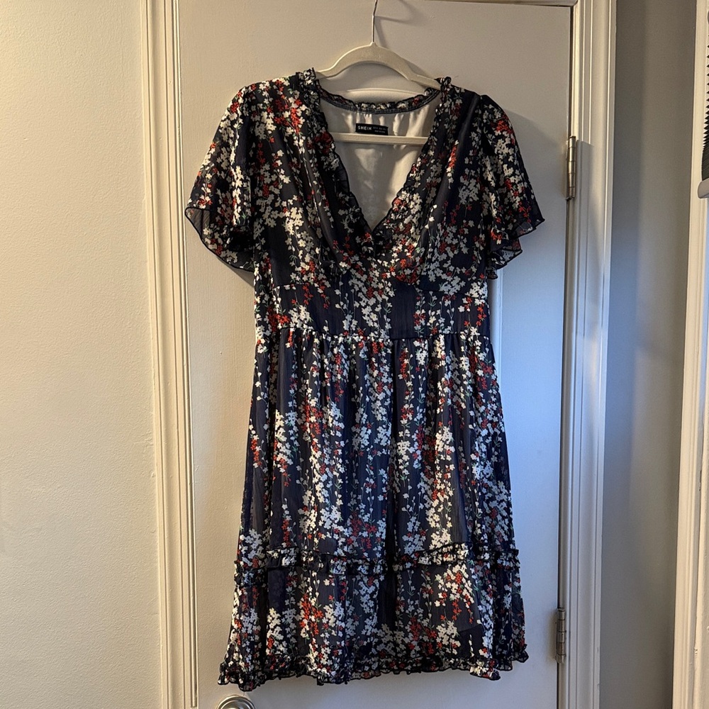 Shein Navy Floral Mini Dress